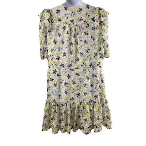 NEW Tanya Taylor Plus Size 18 Silk Wrap Mini Dress Georgina Yellow Floral Party - Picture 6 of 16